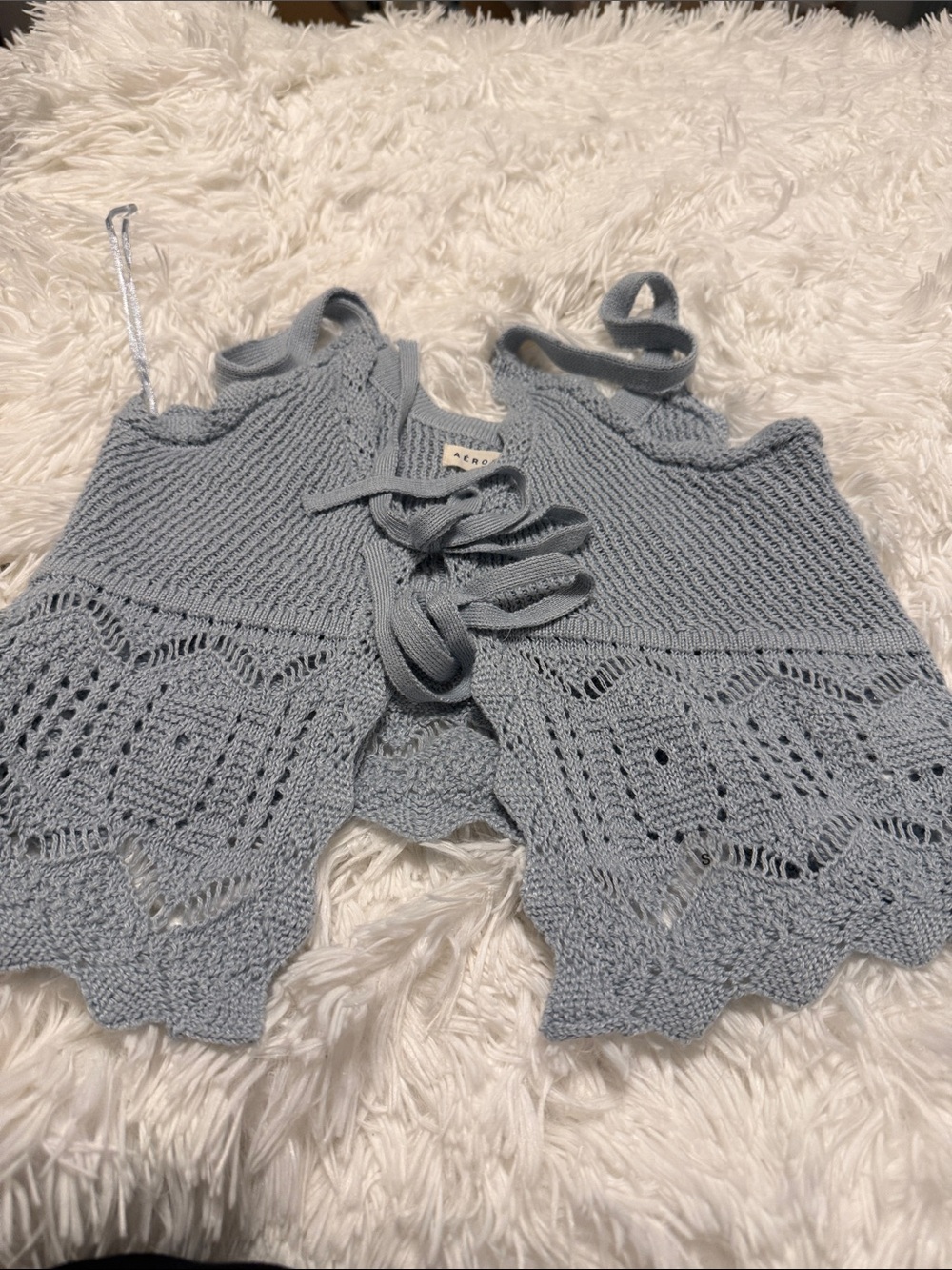 Aéropostale Light Blue Crochet Tie-Front Tank